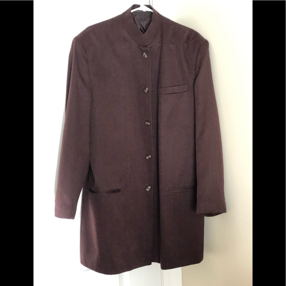 Burgandy 2pc Pin Striped Lucelli Suit 44R